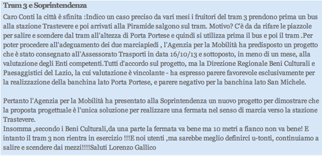 Di chi è la colpa se il tram 3 si ferma a Ostiense invece di andare fino a Trastevere? Una lettera comparsa qualche giorno fa sul Corriere della Sera