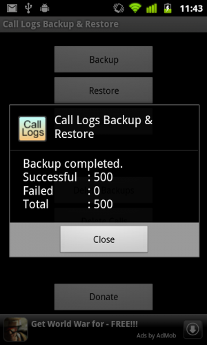 registro delle chiamate di backup in Android