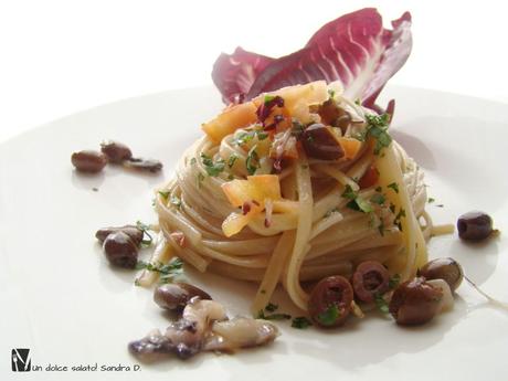 69.c_linguine radicchio, pancetta e olive taggiasche