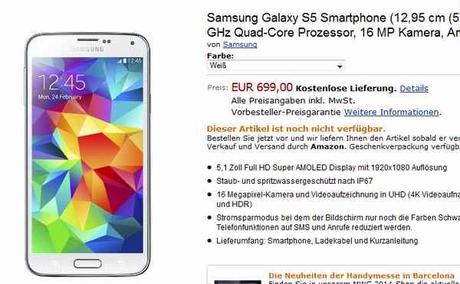 Quale è il prezzo del Galaxy S5 Samsung ? Già svelato !