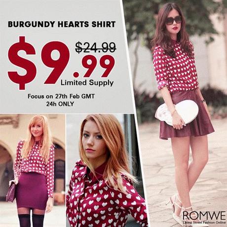 Burgundy Heart Shirt, $9.99 on 27th Feb only!