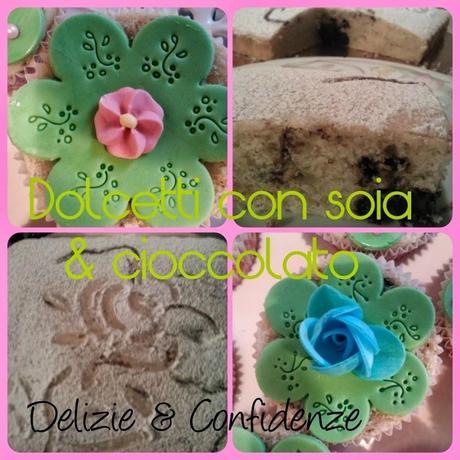 Dolcetti di soia: torta soffice di soia con crema di soia alle nocciole & cupcake di soia con scaglie di cioccolato