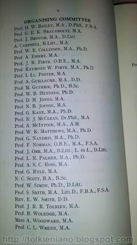 Atti del settimo congresso internazionale dei linguisti del 1952. Tra gli organizzatori il prof. J.R.R. Tolkien