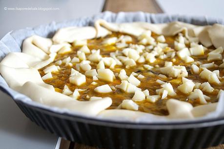 Torta salata invernale zucca, funghi e scamorza