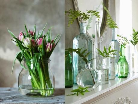 flowers in bottles