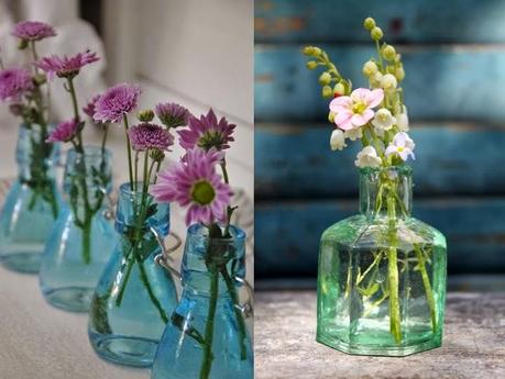 flowers in bottles