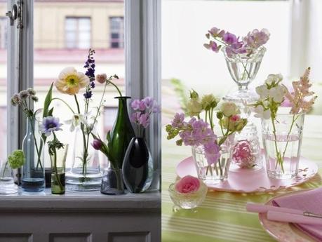 flowers in bottles