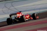 Fernando Alonso (Ferrari) on track with P Zero Red supersoft tyres (rear view) Report Pirelli: F1 Test 2014 Bahrain 2