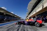 Sebastian Vettel (Red Bull) is driving out of the garage on P Zero White medium tyres Report Pirelli: F1 Test 2014 Bahrain 2