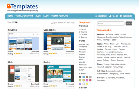 Template per Blogger gratuiti su Btemplates