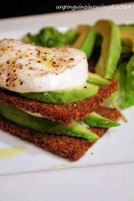 Millefoglie di pane di segale, mozzarella di bufala e avocado