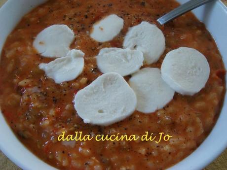 Zuppa di kamut e crema di peperoni