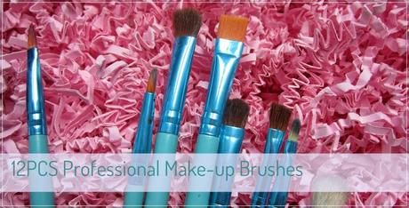 [Sammydress] 12PCS Professional Cosmetic Tool Green Barrel Soft Make-up Brushes Full Range of Brushes - Green