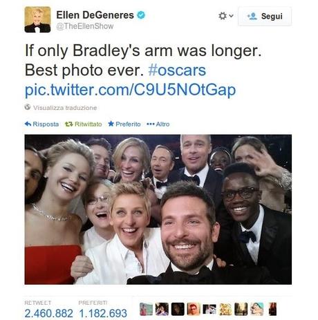 Curiosità: il selfie più twittato della storia è stato scattato con un Samsung Galaxy Note 3