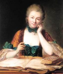 portrait de madame Du Châtelet à sa table de travail