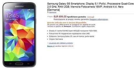 Preordine Galaxy S5: disponibile su Amazon a 699 euro