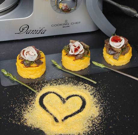 Cilindri di polenta grigliati ripieni di fonduta