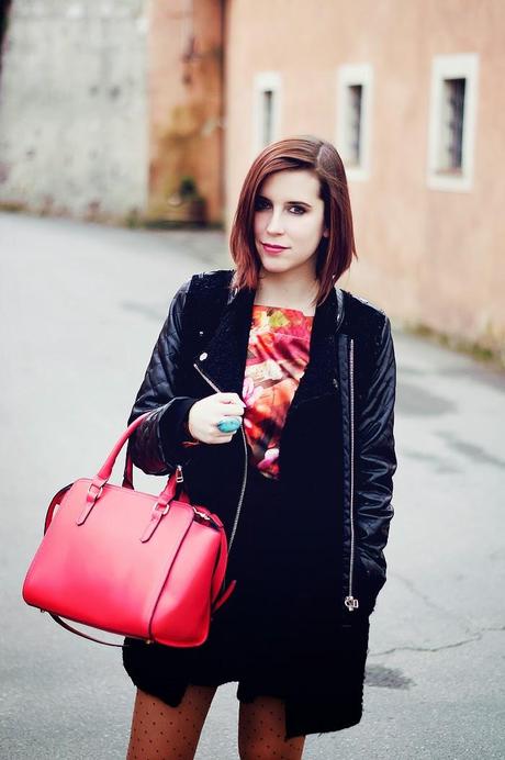 spring, color, Accessorize, Bag, Coral, Pink, Coat, Outfit, Eleonora, Black and Pink