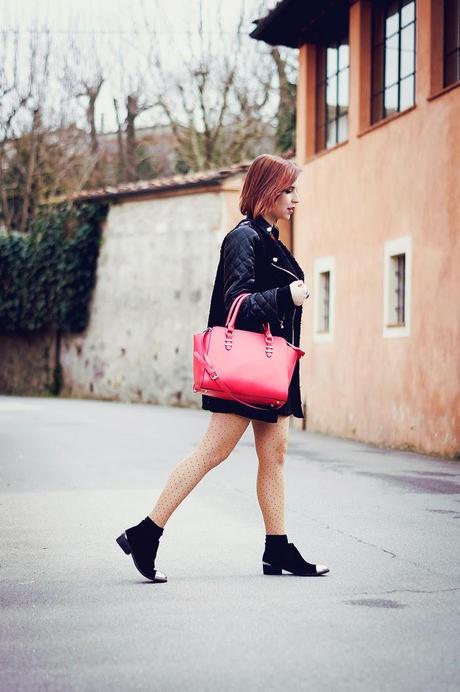 spring, color, Accessorize, Bag, Coral, Pink, Coat, Outfit, Eleonora, Black and Pink