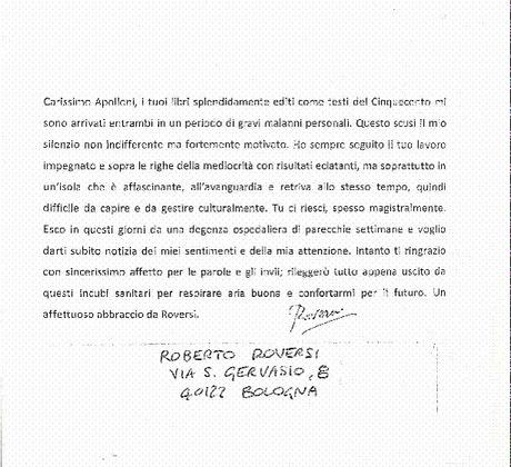 Roberto Roversi▐ Ultime tre lettere a Ignazio Apolloni