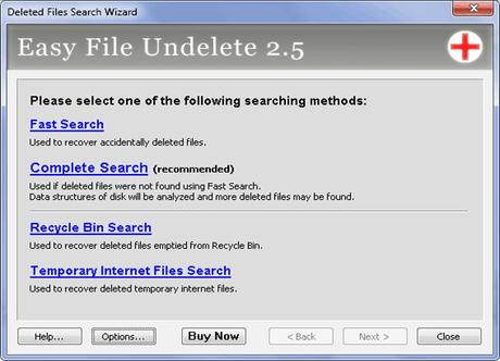 EasyFileUndelete1 Easy File Undelete 3 Gratis: Recuperare File o Foto Cancellati da Hard Disk, Memorie e Fotocamere su Windows