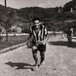 Sport. Football. November 1957. Brazilian star Garrincha pictured in his Botafogo club strip. Garrincha was a double World Cup winner with Brazil in 1958 and 1962.