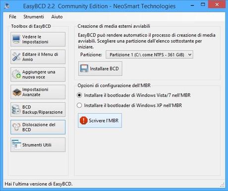 EasyBCD - Ripristino MBR