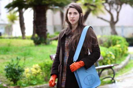 Blue and orange wide plot dress