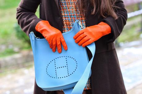 Blue and orange wide plot dress