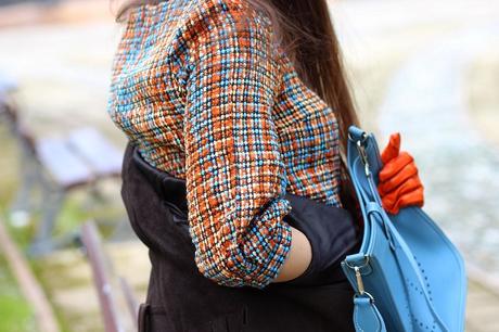 Blue and orange wide plot dress