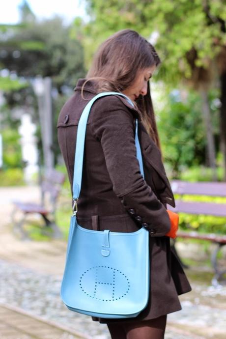 Blue and orange wide plot dress