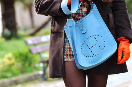 Blue and orange wide plot dress