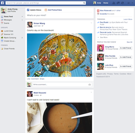 Nuova interfaccia grafica per Facebook 