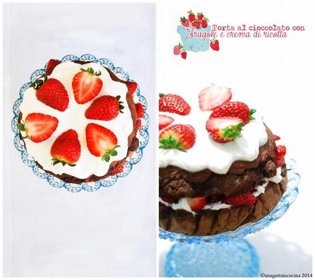 Torta al cioccolato con fragole e crema di ricotta (vegan)