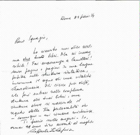 Raffaele La Capria ▐ Lettera a Ignazio Apolloni