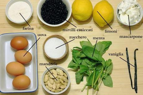 Ingredienti per preparare il dessert con mascarpone al limone e basilico