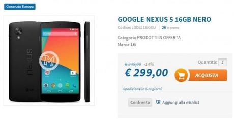 nexus 5 600x307 Nexus 5 disponibile a 299 euro da Techmania news  nexus 5 google 