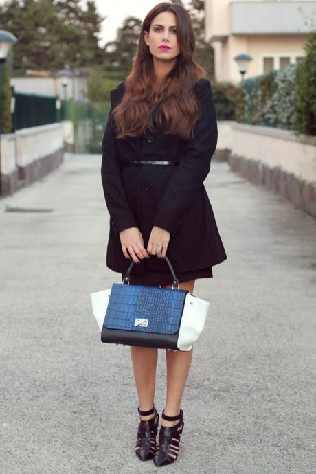 lovehandmade fashion blog_barbara valentina grimaldi_cappotto nero amy gee_soft black coat_total black ootd_black dress shop formula_sandali neri zara_zara black sandals