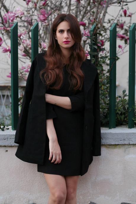 lovehandmade fashion blog_barbara valentina grimaldi_cappotto nero amy gee_soft black coat_total black ootd_black dress shop formula_sandali neri zara_zara black sandals