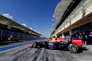Sebastian Vettel (Red Bull) is driving out of the garage on P Zero White medium tyres