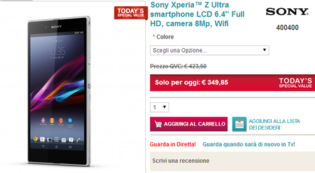 xperia z qvc Sony Xperia Z in unofferta da urlo: solo 349,85€ su QVC! news  Sony Xperia Z qvc offerta 