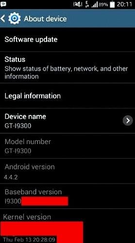 GT I9300 4.4.2 Aggiornamento Samsung Galaxy S3: appare in rete un primo screenshot di Android 4.4 news  Samsung Galaxy S3 samsung aggiornamento Samsung Galaxy S3 