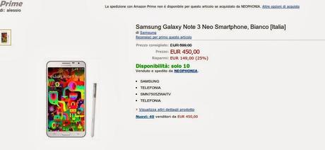 Samsung Galaxy Note 3 Neo disponibile in Italia a 450 euro