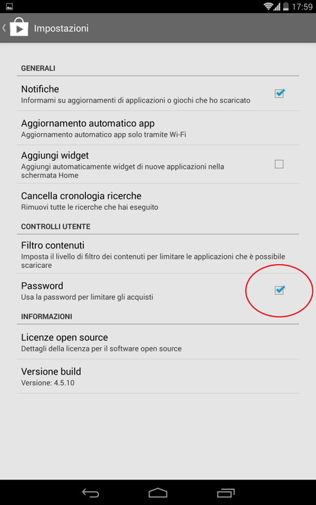 Screenshot 2014 03 16 17 59 15 600x960 Come proteggere con password il Play Store guide  play store password google 