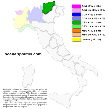 trentino alto adige mappa regionale sondaggio