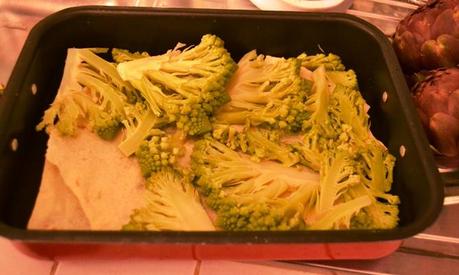 pane carasau e strato di broccoli