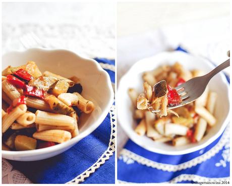 Pasta al sugo di ratatouille all'harissa