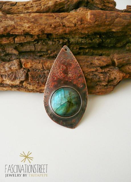 Rame e labradorite incastonata