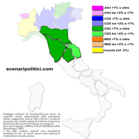 ZONE ROSSE mappa regionale sondaggio