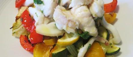 pescatrice, seppia e verdure